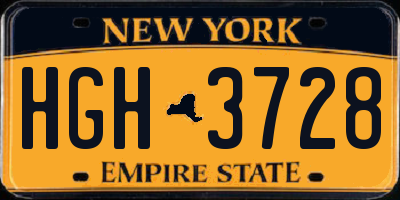 NY license plate HGH3728