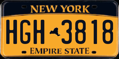 NY license plate HGH3818