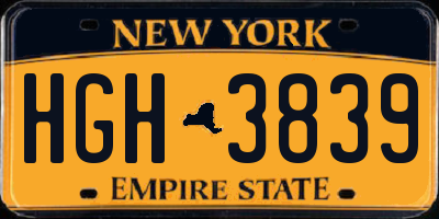 NY license plate HGH3839