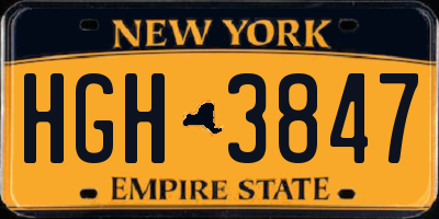 NY license plate HGH3847