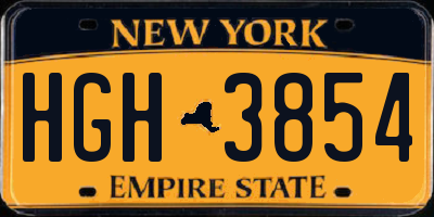 NY license plate HGH3854