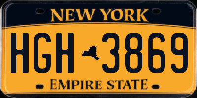 NY license plate HGH3869