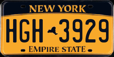 NY license plate HGH3929