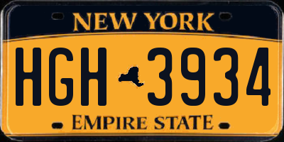 NY license plate HGH3934