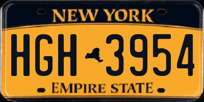 NY license plate HGH3954