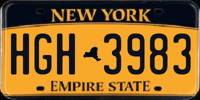 NY license plate HGH3983