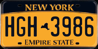 NY license plate HGH3986
