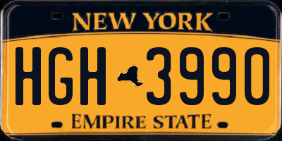 NY license plate HGH3990