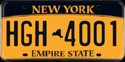 NY license plate HGH4001