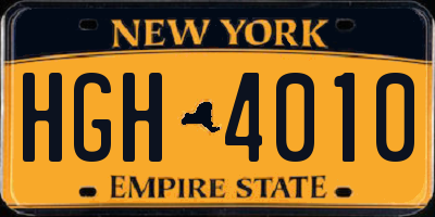 NY license plate HGH4010