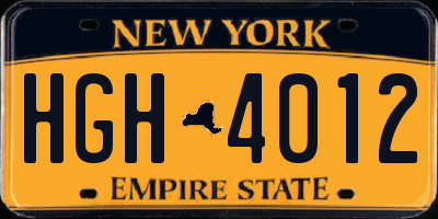 NY license plate HGH4012