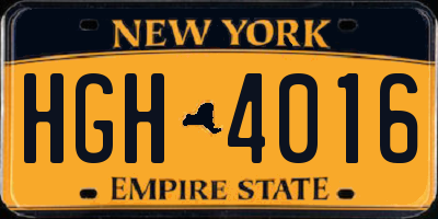NY license plate HGH4016
