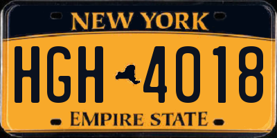 NY license plate HGH4018