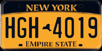 NY license plate HGH4019