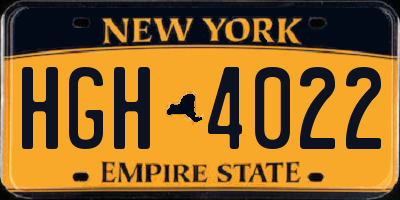 NY license plate HGH4022