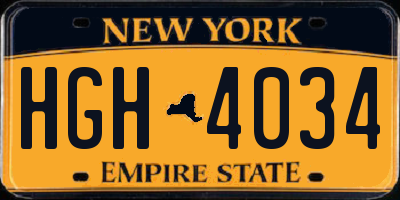 NY license plate HGH4034