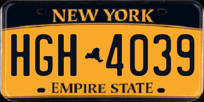 NY license plate HGH4039