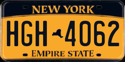 NY license plate HGH4062
