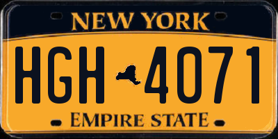 NY license plate HGH4071