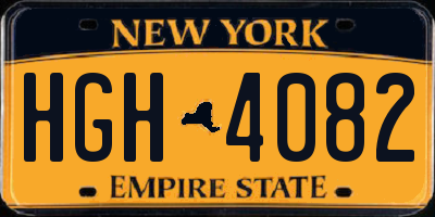 NY license plate HGH4082