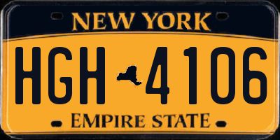 NY license plate HGH4106