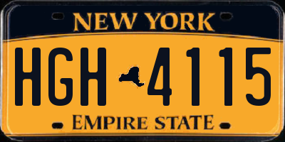 NY license plate HGH4115