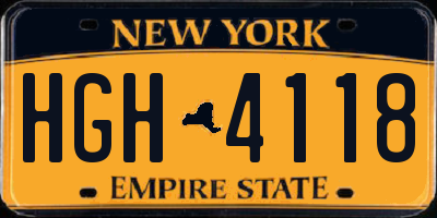 NY license plate HGH4118