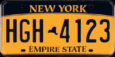 NY license plate HGH4123