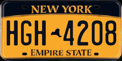 NY license plate HGH4208
