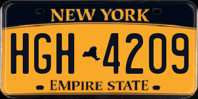 NY license plate HGH4209