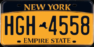 NY license plate HGH4558