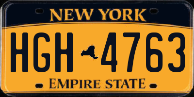 NY license plate HGH4763