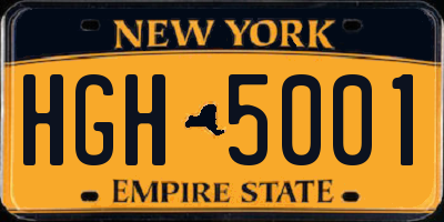 NY license plate HGH5001