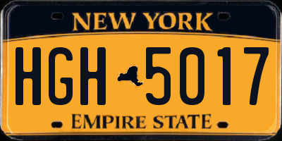 NY license plate HGH5017