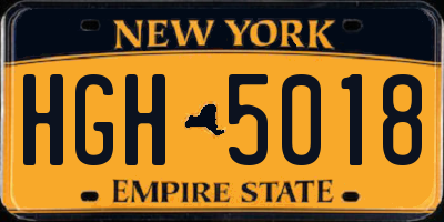 NY license plate HGH5018