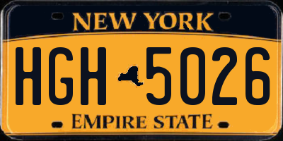 NY license plate HGH5026