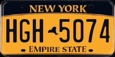 NY license plate HGH5074