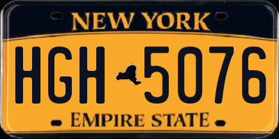 NY license plate HGH5076