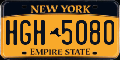 NY license plate HGH5080