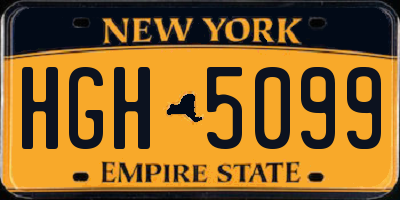 NY license plate HGH5099