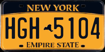 NY license plate HGH5104