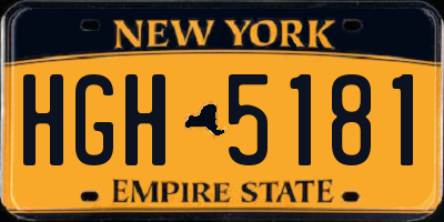 NY license plate HGH5181
