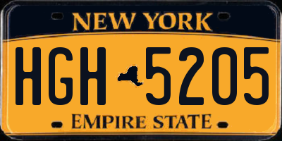 NY license plate HGH5205