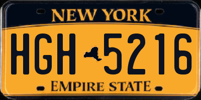 NY license plate HGH5216