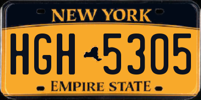 NY license plate HGH5305