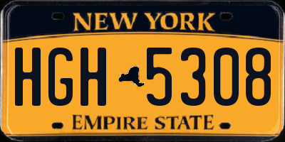 NY license plate HGH5308