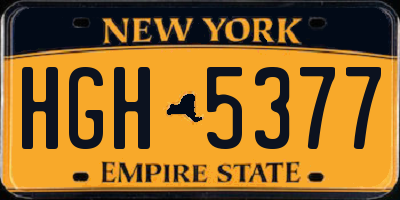 NY license plate HGH5377