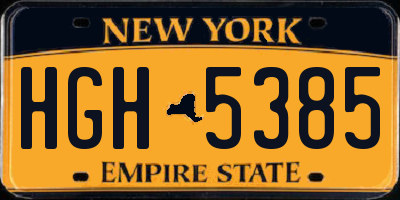 NY license plate HGH5385