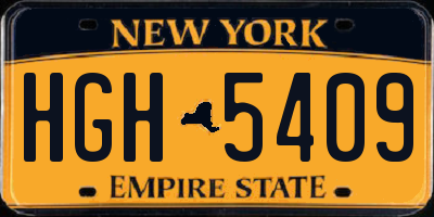 NY license plate HGH5409