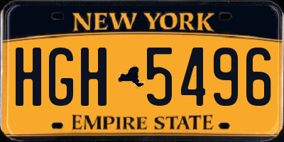 NY license plate HGH5496
